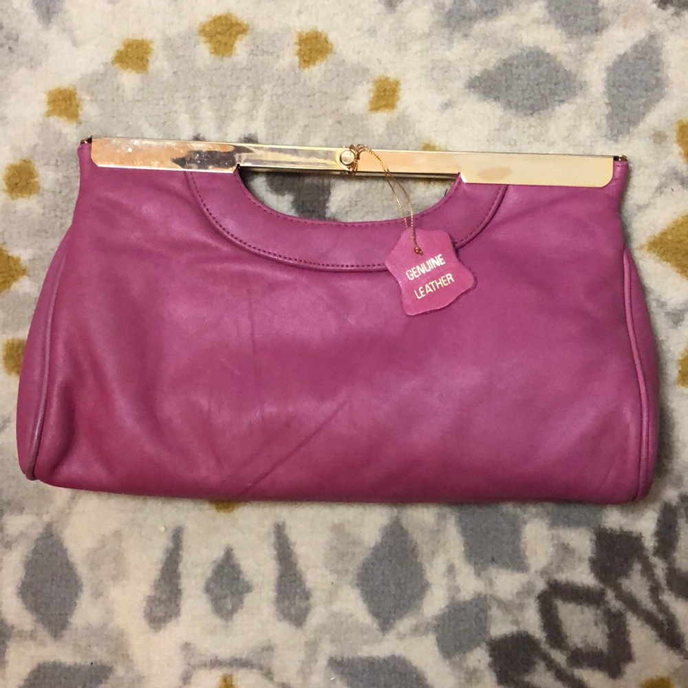 Pink Leather Clutch